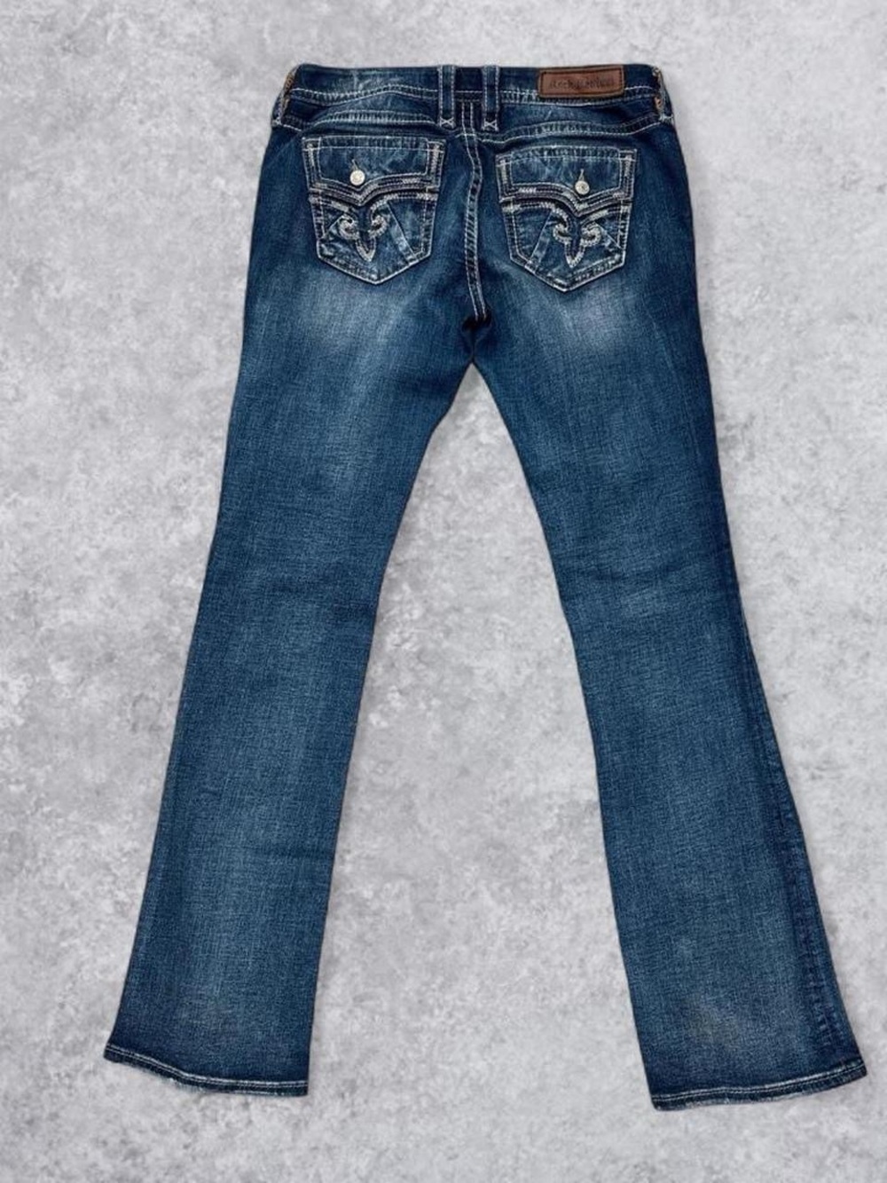 Rock Revival Women's Medium Blue Bootcut Jeans with Embroidered Pockets